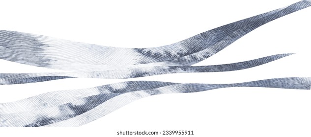 Black and white brush stroke texture with Japanese hand drawn line pattern in vintage style. Abstract art landscape banner design with watercolor texture vector