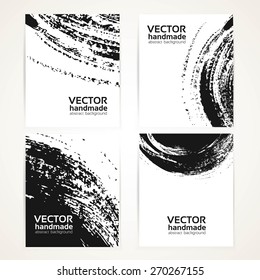 Black and white brush texture hand drawing on  banner set