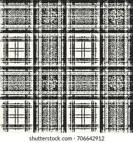 Black And White Brushed Herringbone Check Pattern