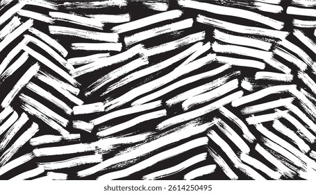 Black White Brushstroke Chevron Pattern
