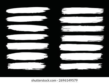 Schwarz-weißer Pinselstrich auf Schwarz. Grunge Texturelemente für Design