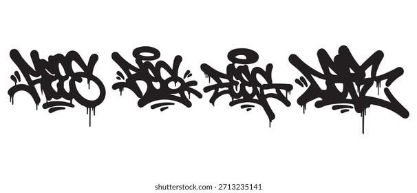 Schwarz-Weiß Pinselstrich Schmutzspritzer Design Illustration	
