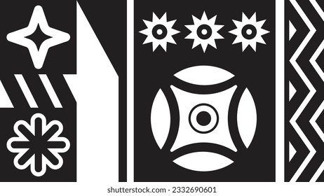 Black and white brutalism, abstract background pattern. Bold, monochrome design with geometric shapes. Modern, brutalist illustration backdrop.