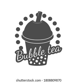 Black and white bubble tea logo. Illustration for the food industry.