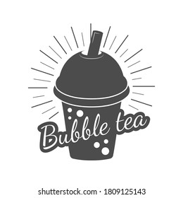Black and white bubble tea logo. Illustration for the food industry.