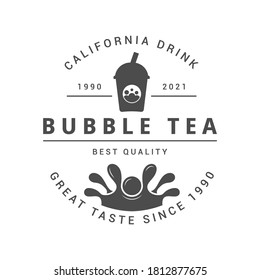 Black and white bubble tea logo. Illustration for the food industry.