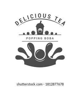 Black and white bubble tea logo. Illustration for the food industry.