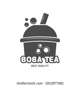 Black and white bubble tea logo. Illustration for the food industry.