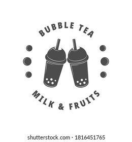 Black and white bubble tea logo. Illustration for the food industry.