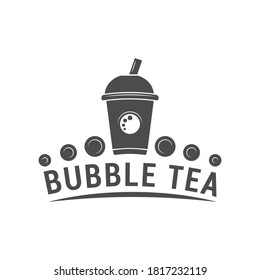 Black and white bubble tea logo. Illustration for the food industry.