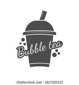 Black and white bubble tea logo. Illustration for the food industry.