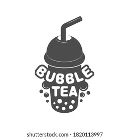 Black and white bubble tea logo. Illustration for the food industry.