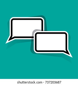 Black and white bubbles for your text on turquoise background. Vector illustration
