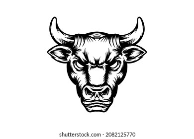 black and white buffalo illustration vector drawing