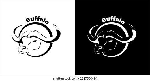 logotipo del vector de búfalo blanco y negro