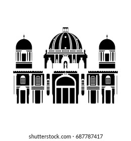 Black and white building of Berlin, travel icon landmarks in Germany. City architecture. Vector illustration