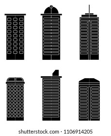 Black and white Building Flat Vector design on white
