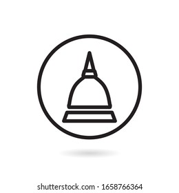 Black And White Building Icon with outline style
