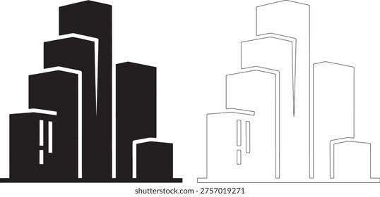 Black and white building silhouettes side by side architecture