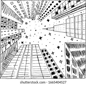 los edificios en blanco y negro que dan desde abajo