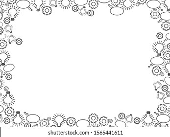 Black and White Bulb, Wheel and Thinking Bubble Frame