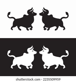 Black and white bull animal logo design . icon logo 