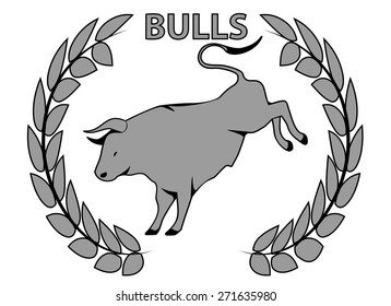 Black and white bull emblem isolated on white