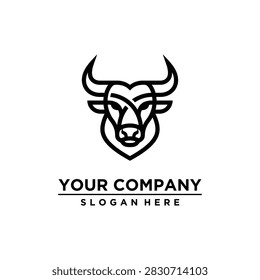 Black and white bull head logo design for corporate branding and company identity