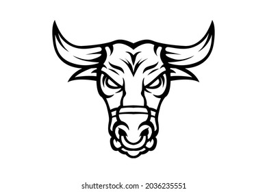 BLACK AND WHITE BULL HEAD VECTOR LOGO