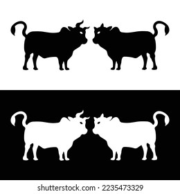 Black and white bull vector logo design . icon logo
