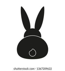 Black and white bunny back silhouette. Easter rabbit symbol. Spring themed vector illustration for stamp, label, certificate, brochure, gift card, poster, coupon or banner decoration