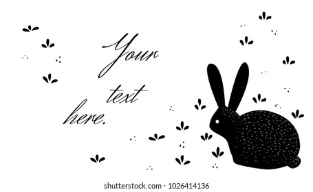 black and white bunny card