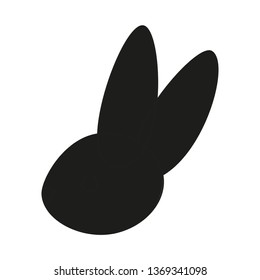 Black and white bunny head side view silhouette. Domestic farm animal. Spring themed vector illustration for stamp, label, certificate, brochure, gift card, poster, coupon or banner decoration