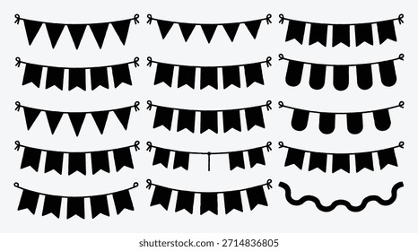 Ilustração de vetor de bunting preto e branco para desenhos de decorações festivas