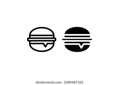 Black and white burger icons Vector
