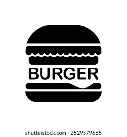 black and white burger logo icon vector