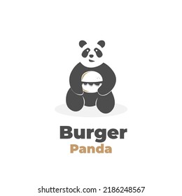 Black White Burger Panda Vector Illustration Logo
