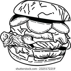 Black and white burger  vector
