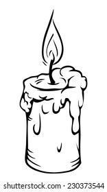Black and white burning candle