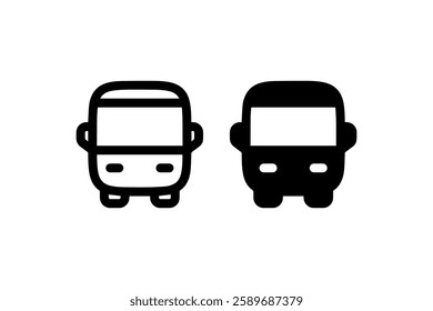 Black and white bus front view icons Vector
