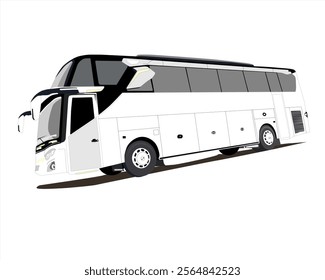 black and white bus illustration with side view