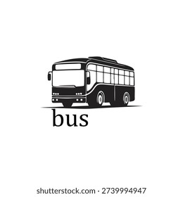 Black and White Bus Illustration Vector Isolated on White Background