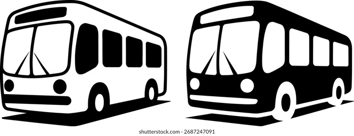 Diseño de Vector de autobús en blanco y negro para conceptos de la industria del transporte