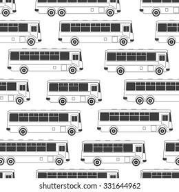 Black and white buses vector pattern