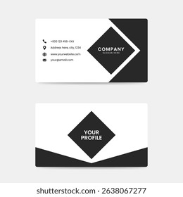 Black and White Business Card with Diamond Shape Design