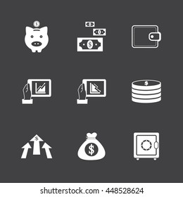 Black and White Business finance and money icon set illustration eps10