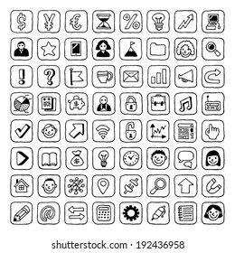 Black and White business icons set. Vector. Hand drawn. 