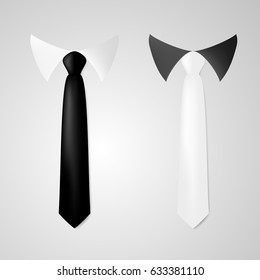 Black And White Business Neck Tie. EPS10 Vector