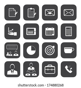 Black and White Business and office icons set.Vector eps 10