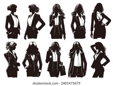 black and white business woman silhouette